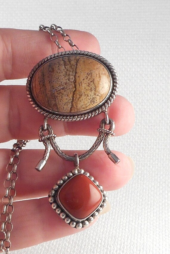 Vintage Sterling Silver Suarti Bali Jasper and Ag… - image 4