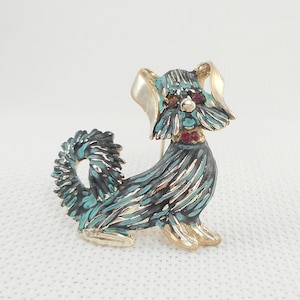 Vintage Unique Enamel Poodle Brooch Enamel & Rhinestones Poodle Brooch Dog Lover Brooch Poodle Lover Jewelry Gift for Her