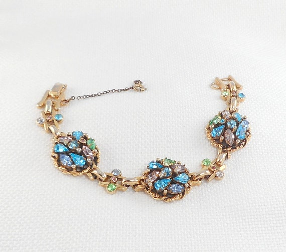 Vintage 1950's Barclay Rhinestone Bracelet Colorfu