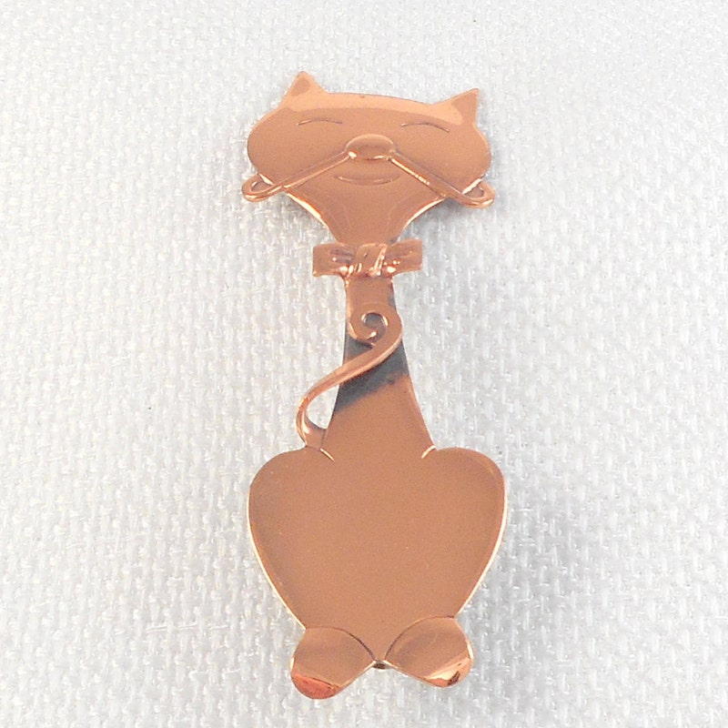 Vintage MCM Cat Face Brooch/Pendant, Modernist Cat Costume Jewelry