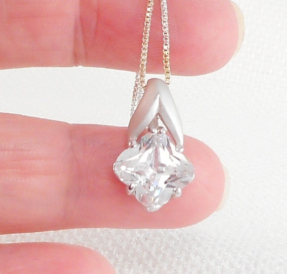 Vintage Sterling Silver Crystal Stone Necklace St… - image 5