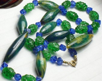 Vintage AB Glass Bead Necklace 30\