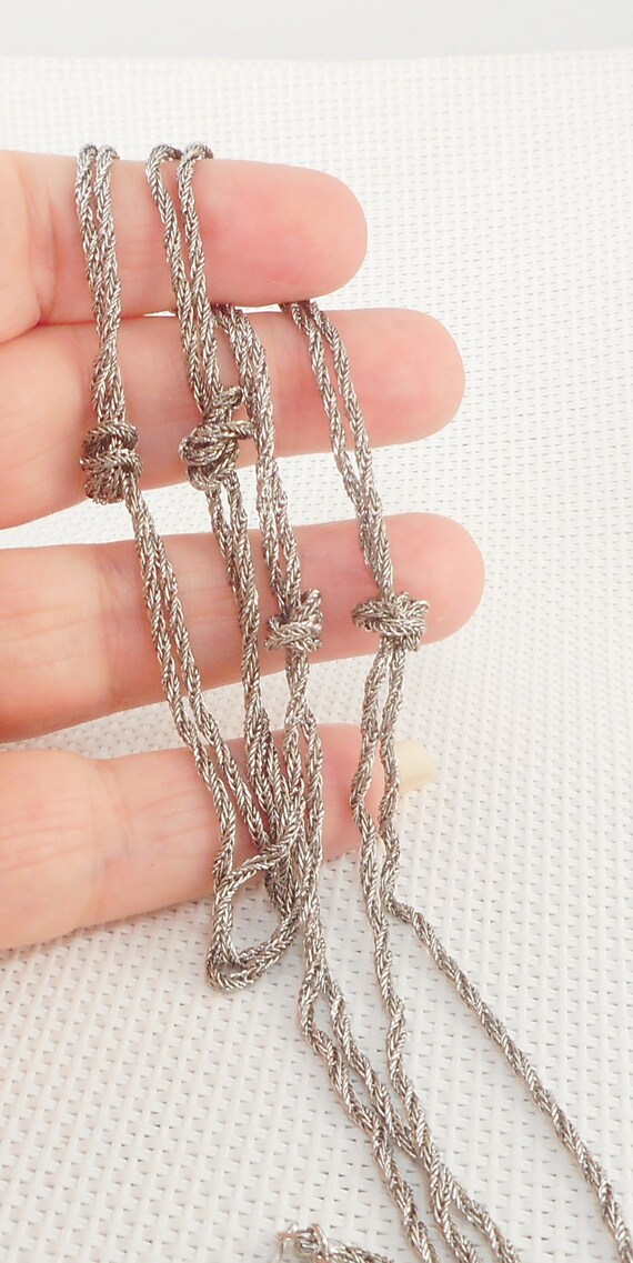 Vintage Elegant Two Strand Silver Knots Necklace Twisted