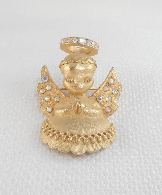 Vintage Dodds Halo Angel Brooch Dodds Gold Christ… - image 2