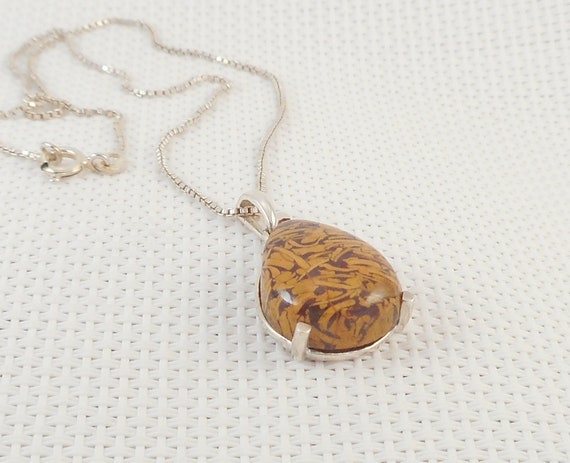 Vintage Sterling Mariam Jasper Teardrop Necklace … - image 1