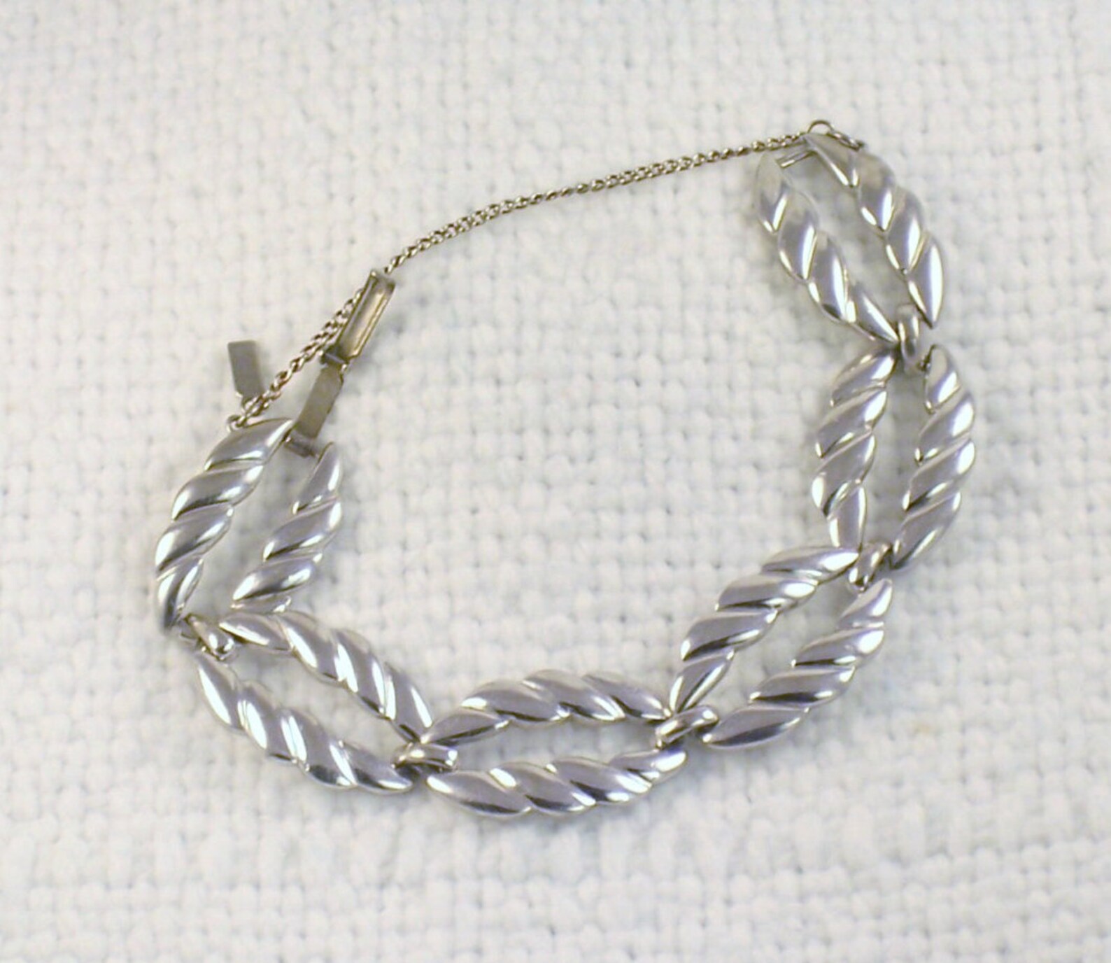 Vintage 60's Silver Bracelet With Open Oval Links Etsy