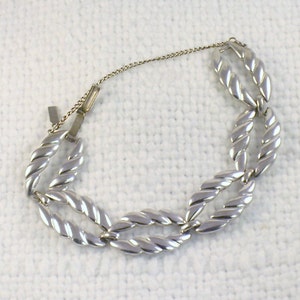 Vintage 60's Monet Silver Bracelet with Open Oval Links Monet Big Twisted Oval Link Bracelet Gift for Her Twisted Big Links Silver Bracelet