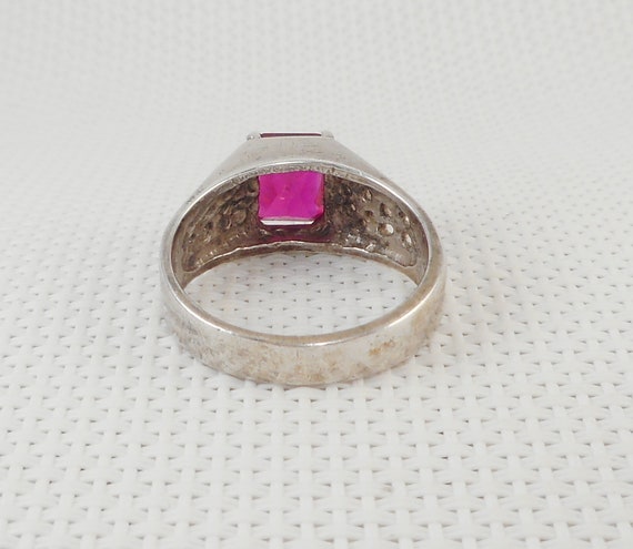 Vintage Unisex Sterling Ruby Ring Sterling Big Si… - image 7