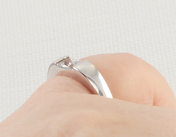 Vintage Sterling Silver Rectangular CZ Ring 925 C… - image 3