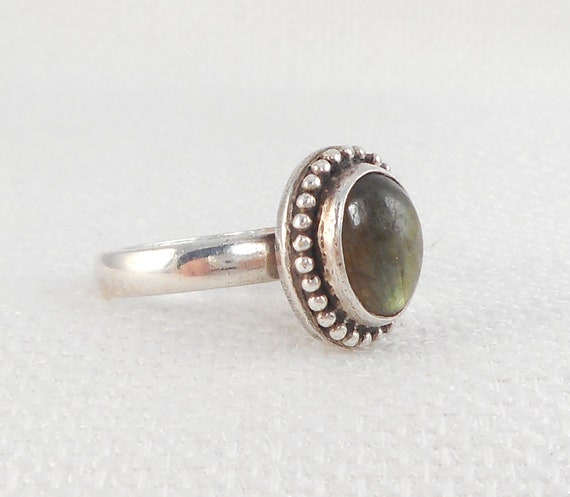 Vintage Sterling Green Labradorite Ring 925 Oval … - image 2