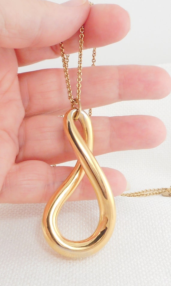 Vintage Monet Long Drop Gold Pendant Necklace Mon… - image 2