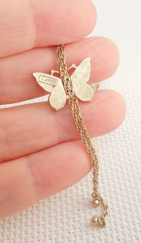 Vintage 1970's Lariat Style Butterfly Necklace Da… - image 5