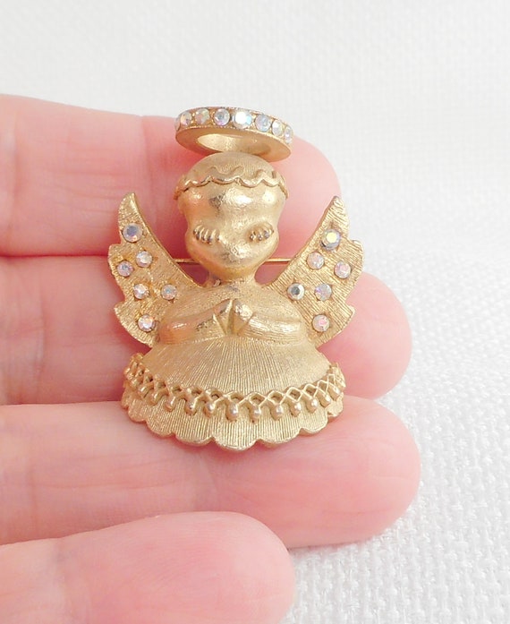 Vintage Dodds Halo Angel Brooch Dodds Gold Christ… - image 1