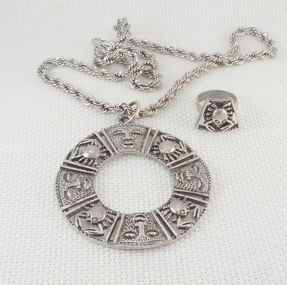 Vintage 1973 " Talisman of Love" Necklace and Rin… - image 1