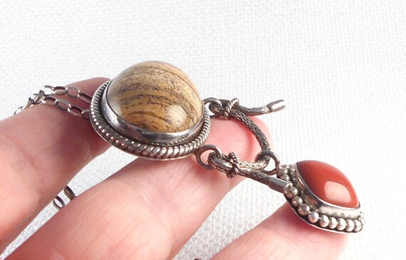 Vintage Sterling Silver Suarti Bali Jasper and Ag… - image 3