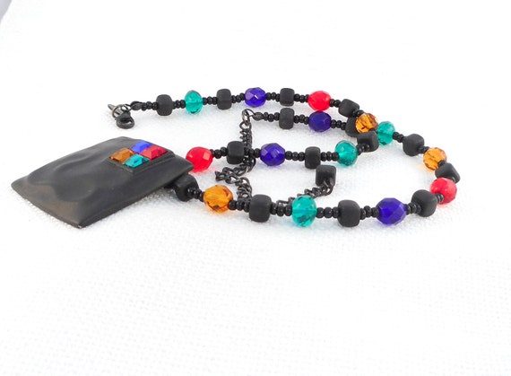 Vintage Chico's Black and Colorful Beads Choker C… - image 2