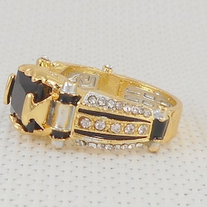 Vintage Sterling Vermeil Ornate Multi Stone Ring Fancy Sterling Vermeil Black Stone Ring OOAK Unique Design Sterling Ring Gift for Her
