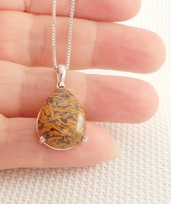 Vintage Sterling Mariam Jasper Teardrop Necklace … - image 5