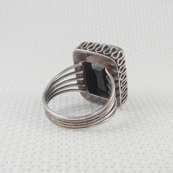 Vintage Big Size Sterling Black Spinel Ring Uniqu… - image 8