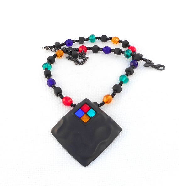 Vintage Chico's Black and Colorful Beads Choker C… - image 4