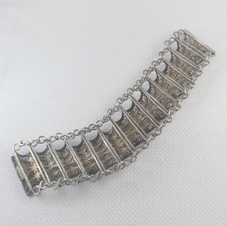 Vintage Wide Turkish Filigree Sterling Bracelet Wide Filigree | Etsy