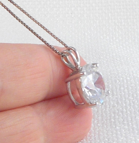 Vintage Stunning Big Solitaire Stone Necklace Ste… - image 2