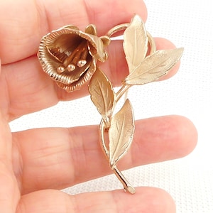 Vintage 1940&#39;s Coro Bell Flower Brooch RARE Old Coro Gold Bell Flower Brooch Mid Century Dramatic Detailed Coro Flower Brooch Gift for Her