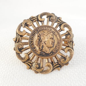 Vintage Confoederatio Helevetica Swiss Franc Coin Brooch Brass West Germany Swiss Coin Brooch W. Germany 1847 Swiss Coin Brooch