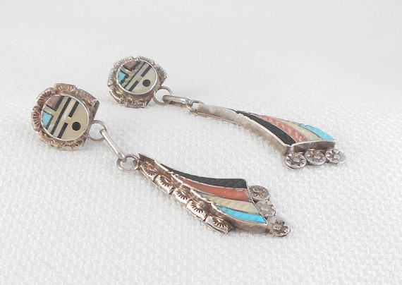 Vintage Zuni Eldred Martinez Zuni Drop Earrings Zu