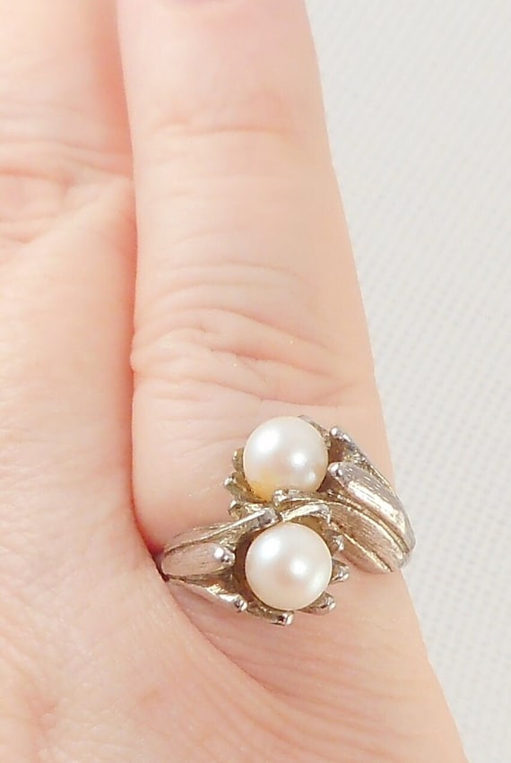 Vintage 1950's Vogue Faux Pearl Lilies Ring Mid Ce