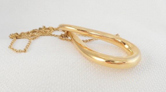 Vintage Monet Long Drop Gold Pendant Necklace Mon… - image 5