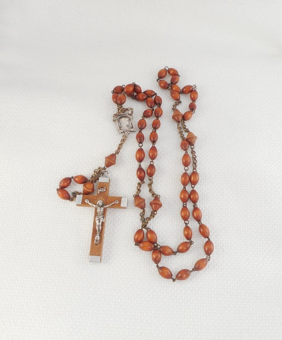 Vintage 1950 s French Lourdes Centenary Relic Crucifix Rosary French 59 Wood Beads Rosary Lourdes Holy Water Crucifix Rosary Catholic Gift Etsy