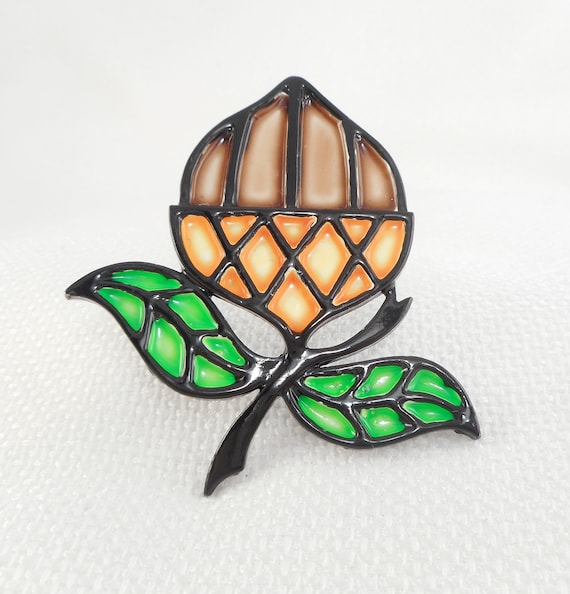 Vintage Unique Enamel Scottish Thistle Brooch Stained Glass Design Scottish Thistle Brooch Celtic Brooch Colorful Scottish Brooch