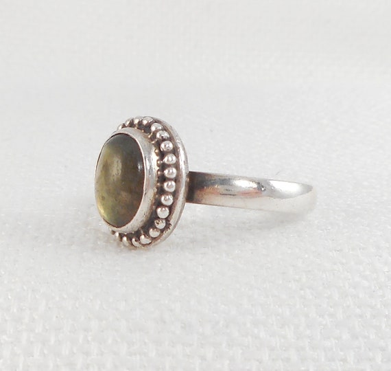 Vintage Sterling Green Labradorite Ring 925 Oval … - image 3
