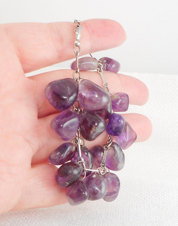 Vintage Polished Nugget Amethyst Beads Bracelet R… - image 4