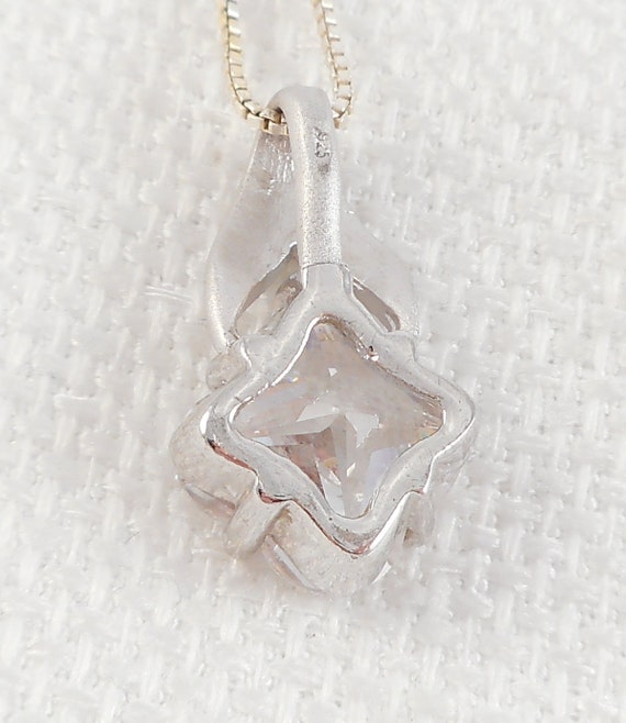 Vintage Sterling Silver Crystal Stone Necklace St… - image 6