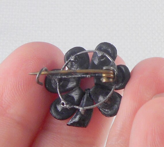 Vintage Victorian Mourning Vulcanite Flower Brooc… - image 5