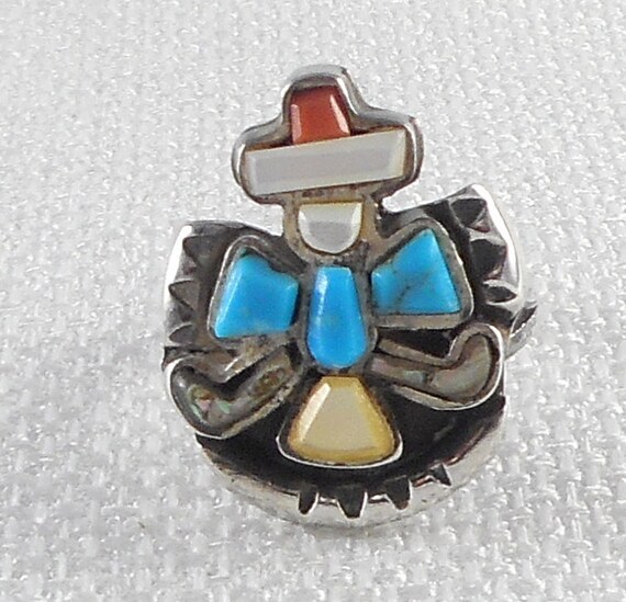 Vintage Old Pawn Zuni Knife Wing Inlay Ring Zuni S
