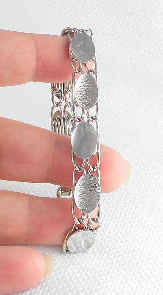 Vintage Silver Atomic Links Bracelet 60's Silver … - image 2