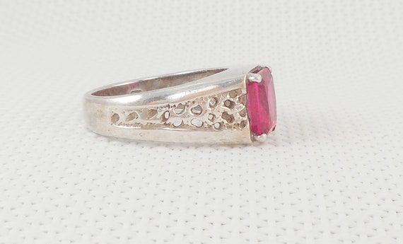 Vintage Unisex Sterling Ruby Ring Sterling Big Si… - image 4