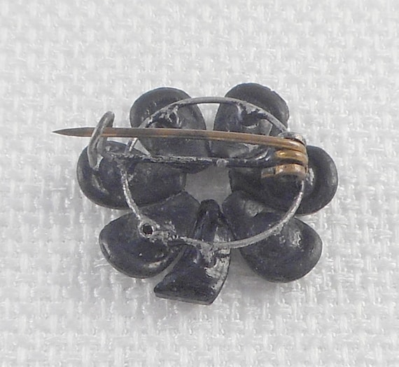 Vintage Victorian Mourning Vulcanite Flower Brooc… - image 4