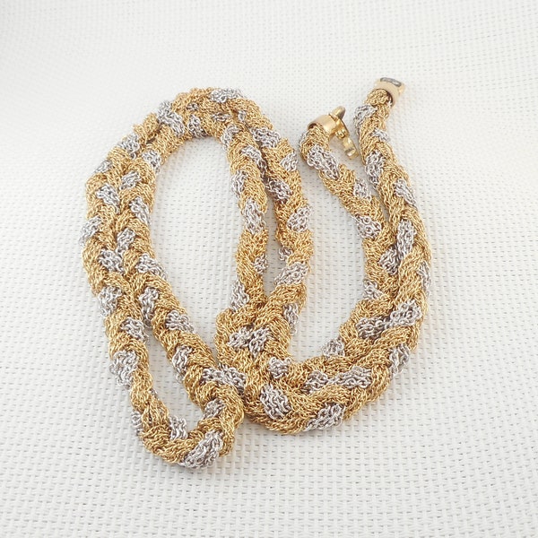 Vintage RARE 1974 Christian Dior Woven Chain Necklace Christian Dior Germany Wide Twist Chains Necklace VERY RARE Dior 1974 Necklace