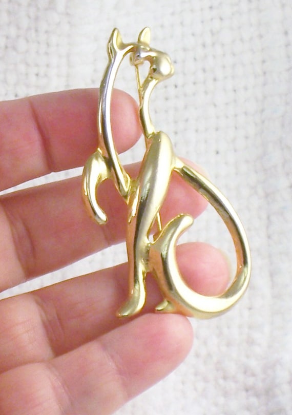 Vintage Open Mod Design Siamese Egyptian Cat Pin … - image 2