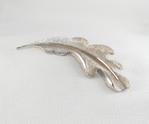 Vintage Big BSK Silver Oak Leaf Brooch Pin Boho BSK L… - Gem