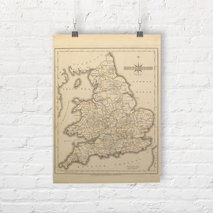 Karte von Südbritannien, 1793. Vintage/Antiker Stil Alte Landkarte Repro Druck/Poster