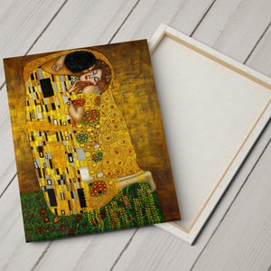 Canvas Art Print of Gustav Klimt: The Kiss. Large Size 30 x 20 Inches image 3