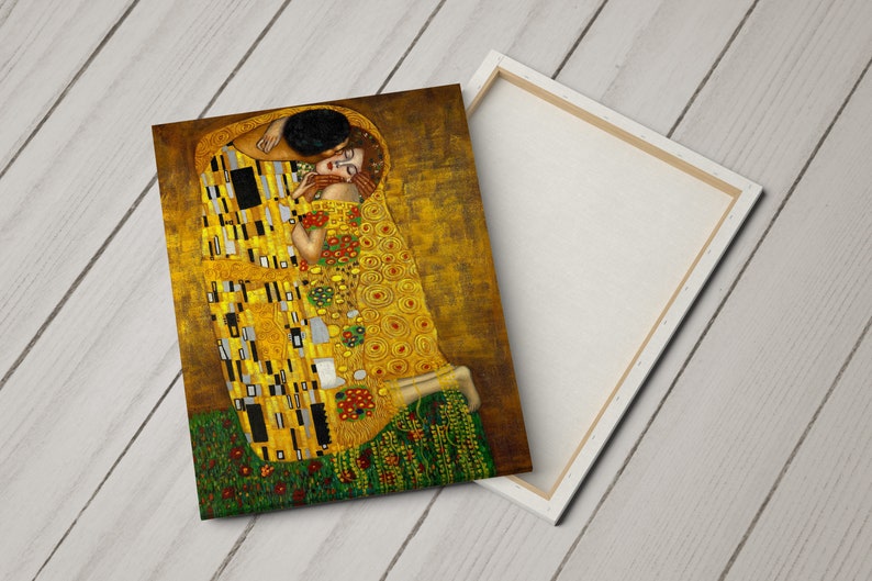 Canvas Art Print of Gustav Klimt: The Kiss. Large Size 30 x 20 Inches image 3