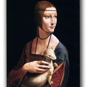 Leinwand Kunstdruck von Da Vinci: Die Dame mit der Ermine. Große Größe (30 x 20 Zoll)