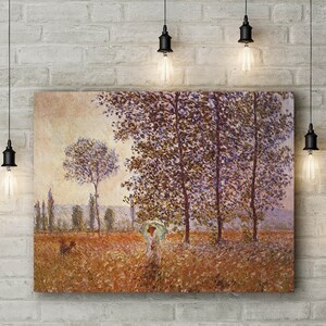 Landschaft Leinwand Kunstdruck von Monet: Pappeln im Sonnenlicht. Große Größe (30 x 20 Zoll)
