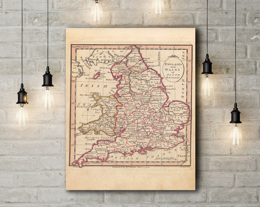 Canvas Art Print of A Map of England and Wales or South Britain, 1798 ...